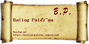 Ballog Palóma névjegykártya